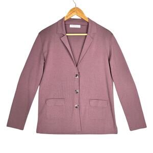 AMINA RUBINACCI WOMEN'S 100% WOOL CARDIGAN – SIZE 42 – MAUVE – MINIMALIST STYLE